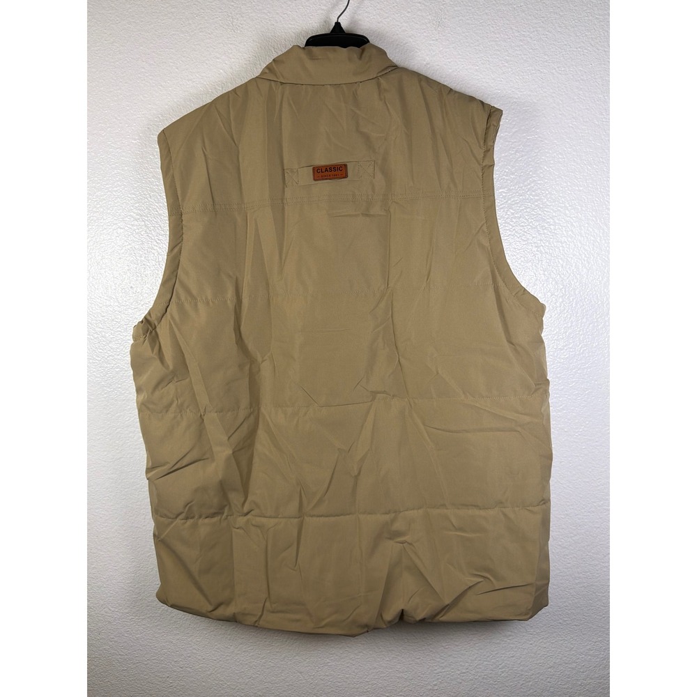Cool‎ Choice Mens Quilted Puffer Vest Khaki Tan Faux Fur Fleece Lined Size 2XL - Picture 2 of 7